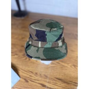 US Army Hat Cap Fitted Mens 7 1/4 Woodland Camo BDU‎ Patrol Combat Ripstop Field